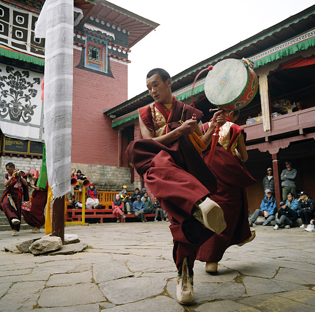 Buddhist monks dancing in Mani Rimdu festival Tengboche